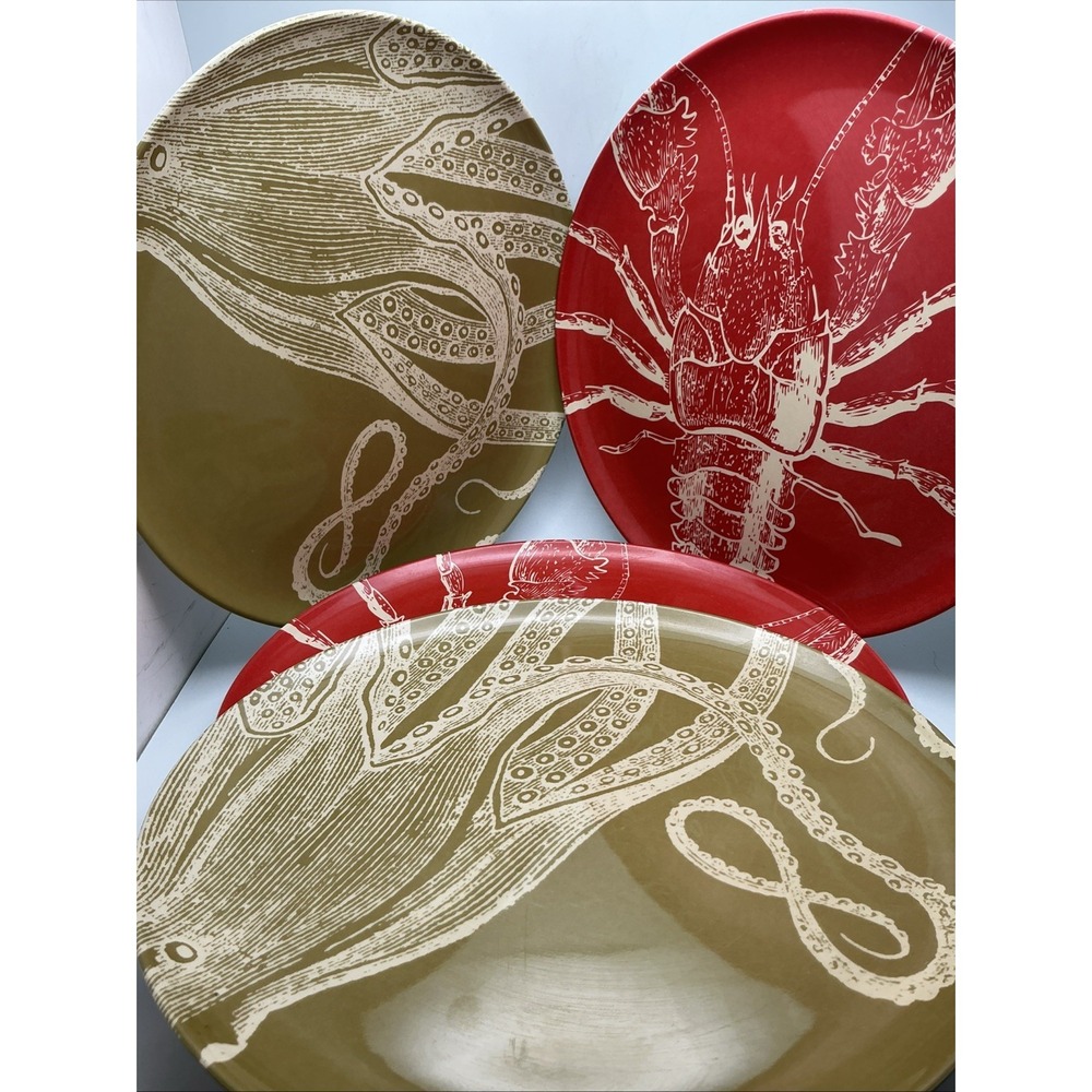 Thomas Paul Melamine 11" Seafood Dinner Plates Set of 6 - Read